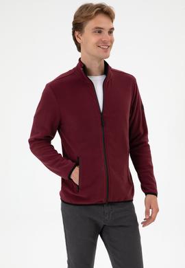 Erkek Regular Fit Bordo Polar Örme Hırka - 50313779049