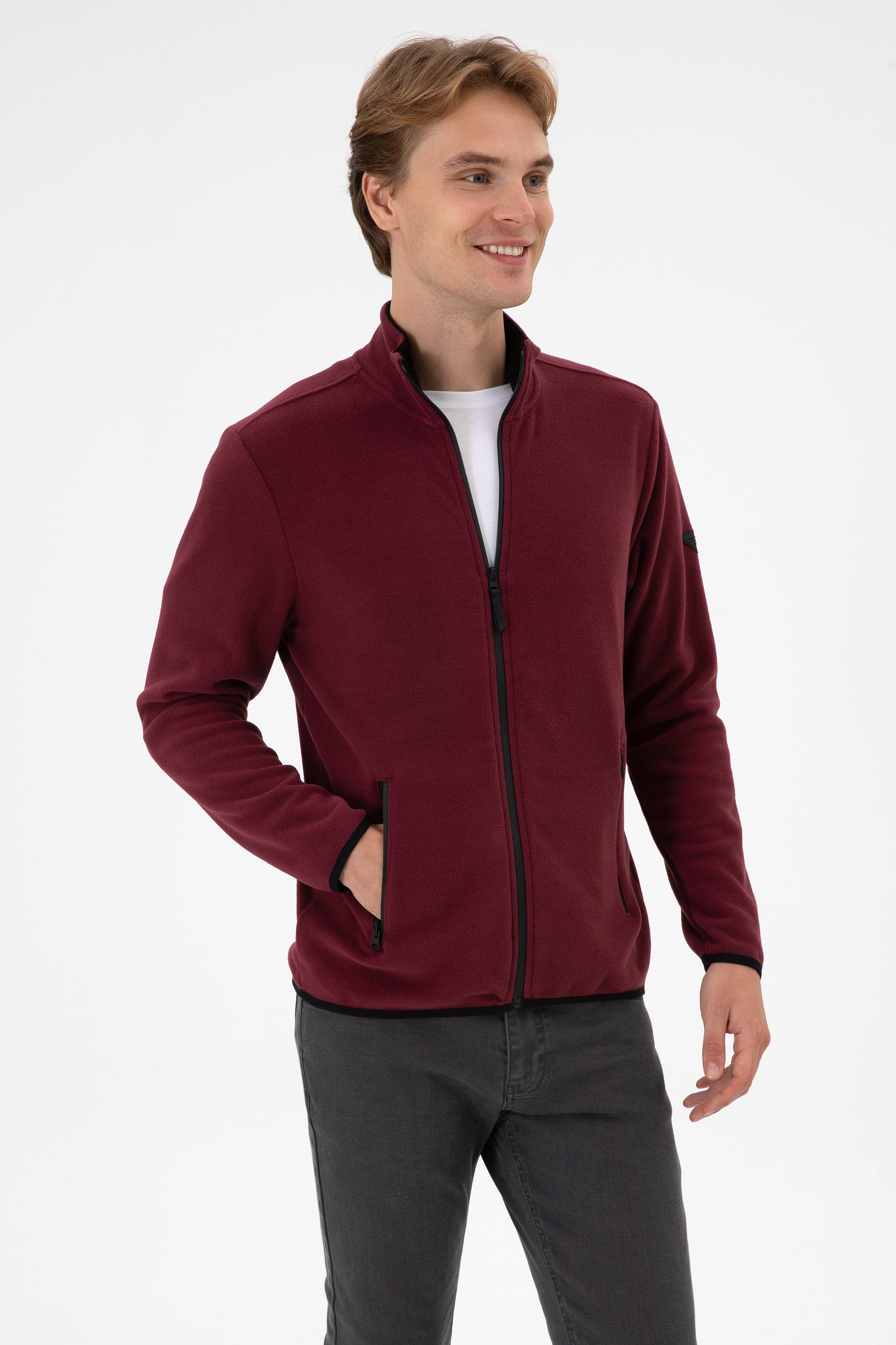 Erkek Regular Fit Bordo Polar Örme Hırka - Image 3