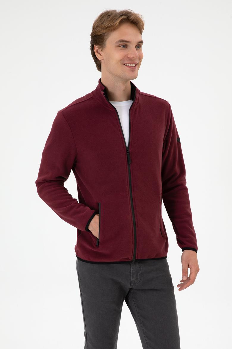 Erkek Regular Fit Bordo Polar Örme Hırka - 50313779049