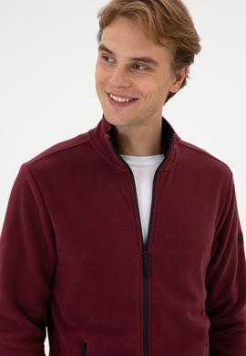 Erkek Regular Fit Bordo Polar Örme Hırka - 50313779049