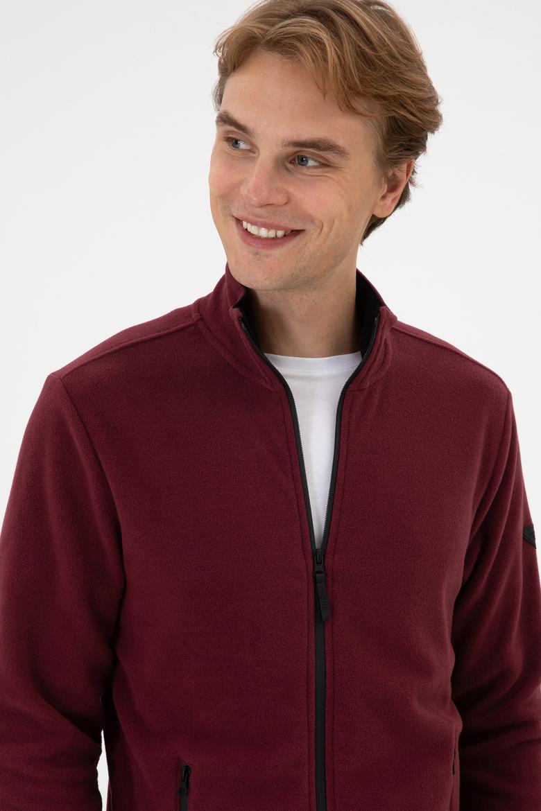 Erkek Regular Fit Bordo Polar Örme Hırka - 50313779049