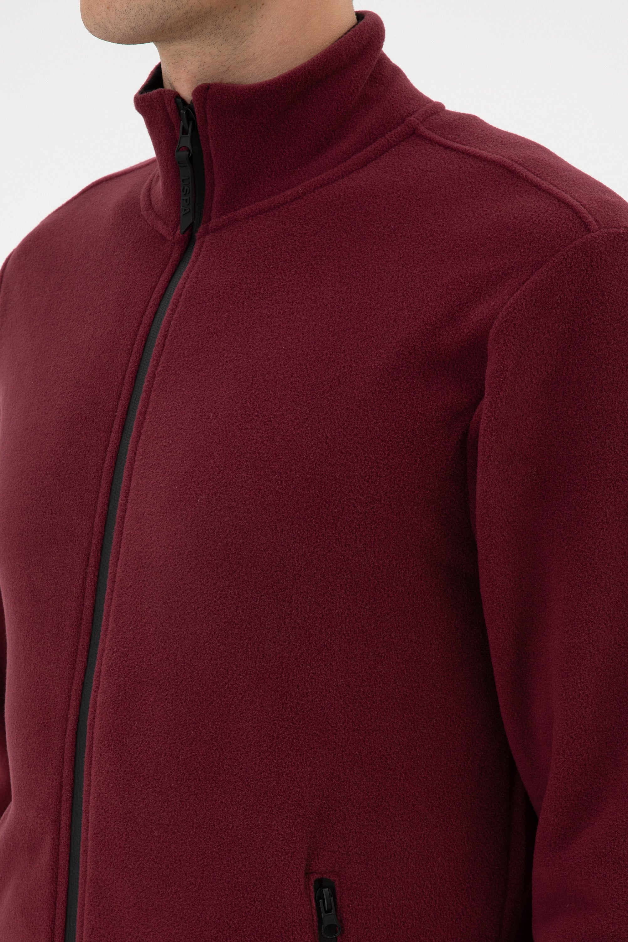 Erkek Regular Fit Bordo Polar Örme Hırka