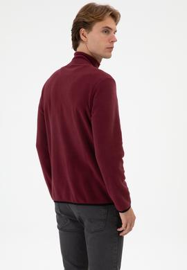 Erkek Regular Fit Bordo Polar Örme Hırka - 50313779049