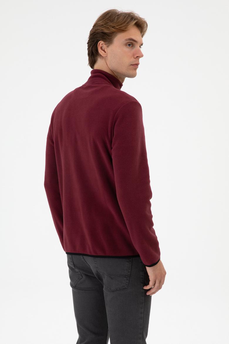 Erkek Regular Fit Bordo Polar Örme Hırka - 50313779049