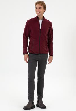 Erkek Regular Fit Bordo Polar Örme Hırka - 50313779049