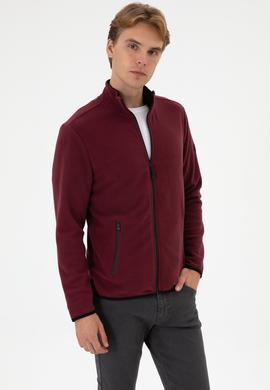 Erkek Regular Fit Bordo Polar Örme Hırka - 50313779049