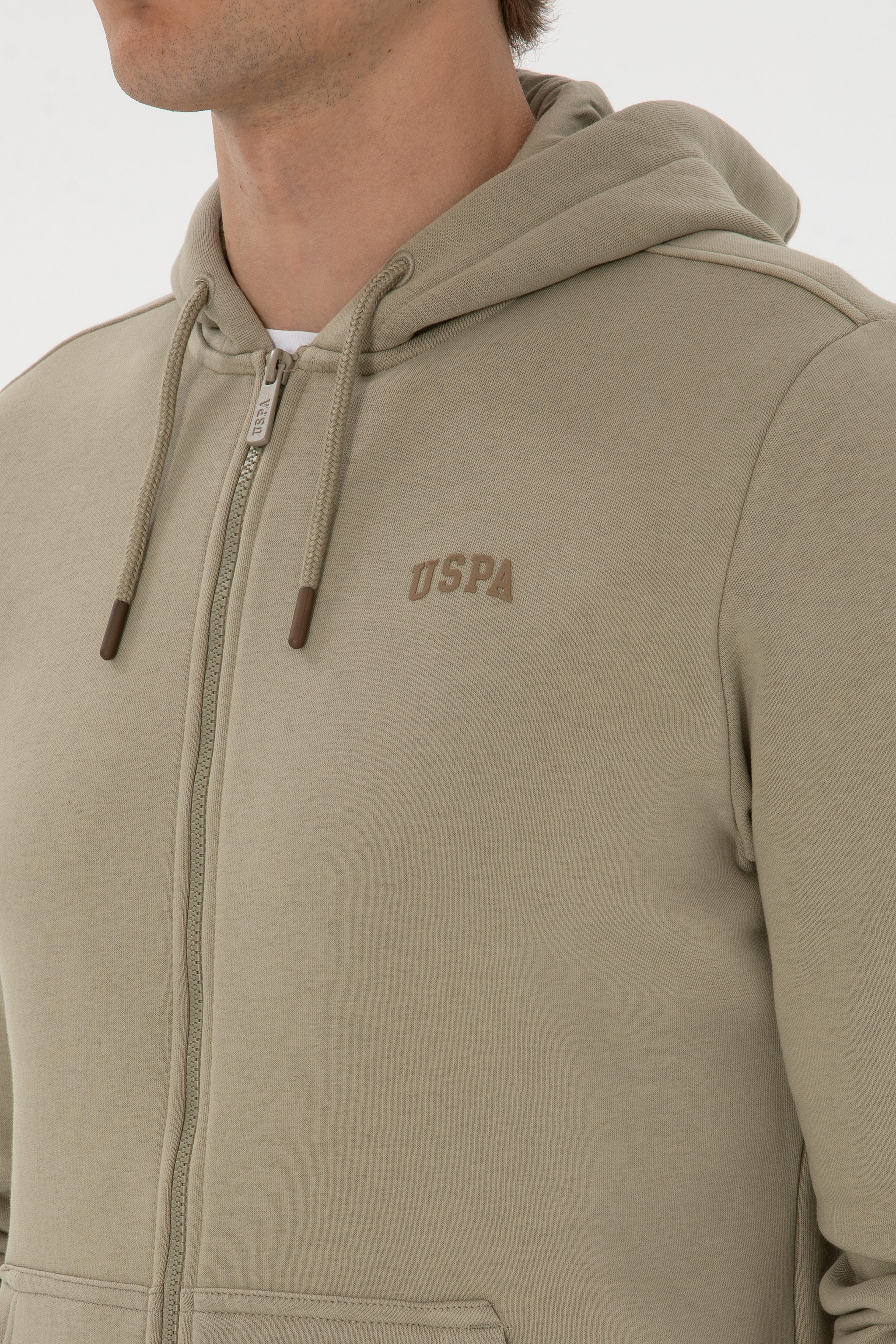 Erkek Regular Fit Açık Haki Şardonlu Örme Hırka - Image 7