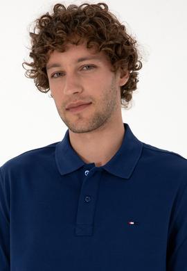 Erkek Regular Fit Polo Yaka İndigo Basic Sweatshirt - 50315941046