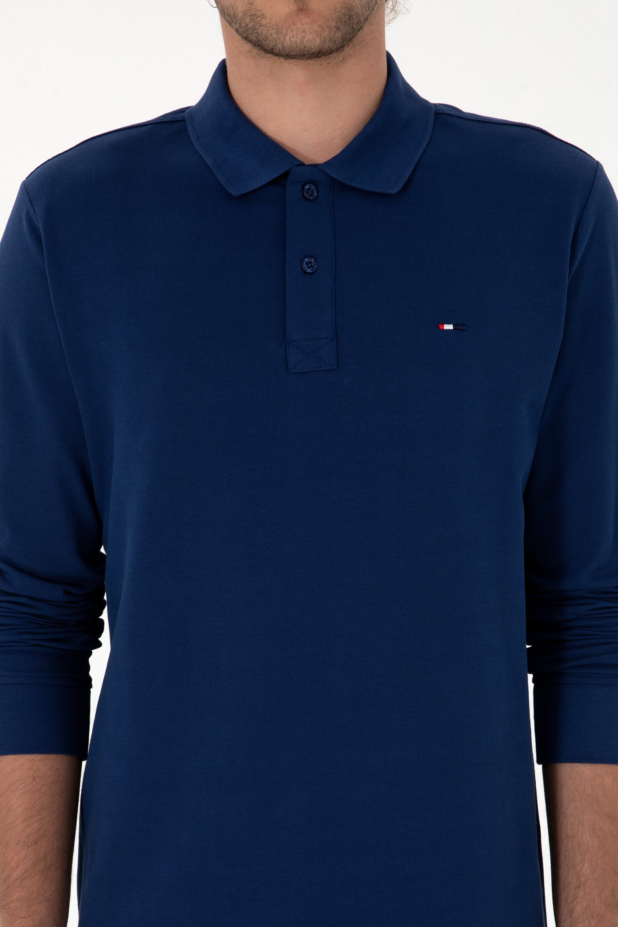Erkek Regular Fit Polo Yaka İndigo Basic Sweatshirt