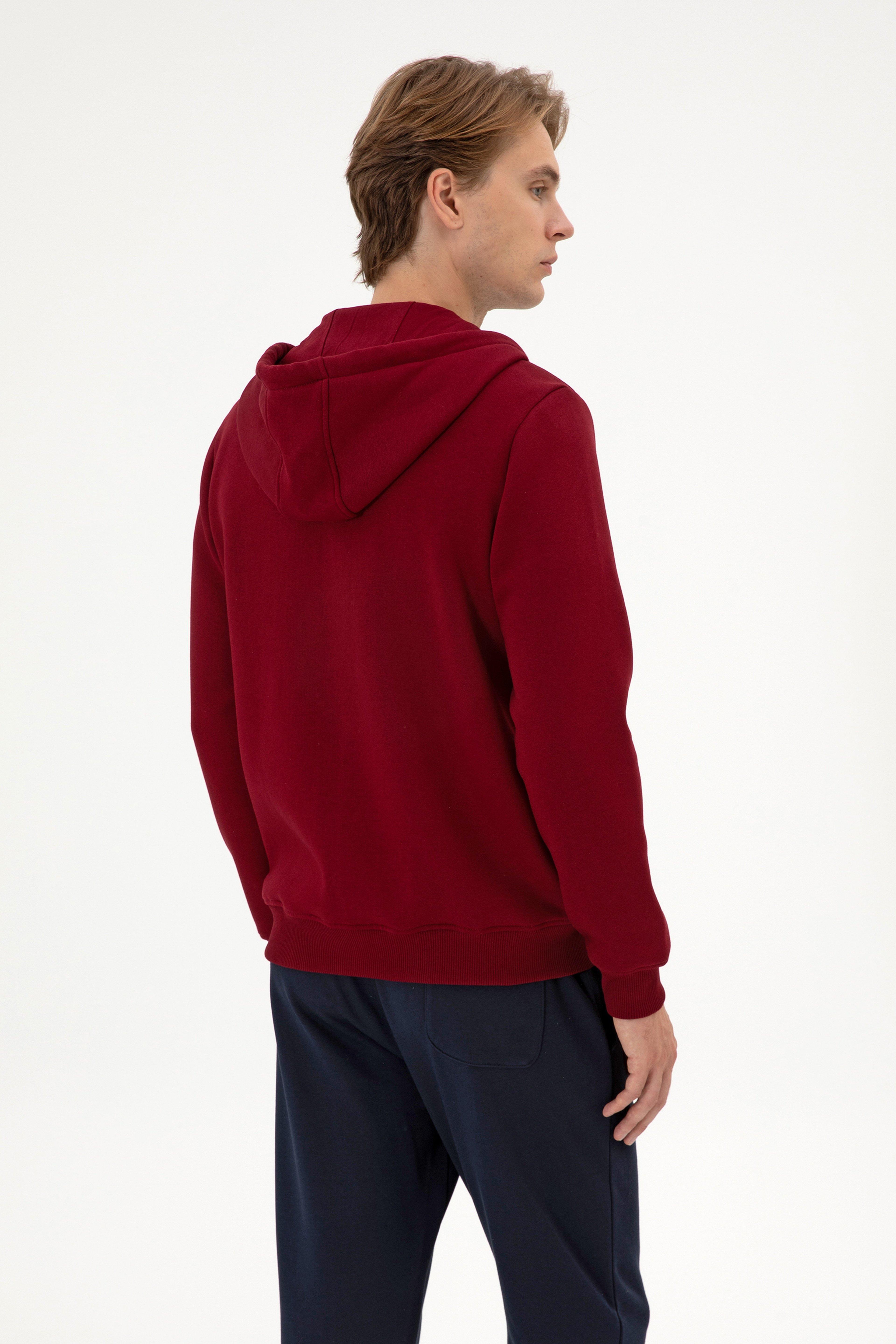Erkek Regular Fit Bordo Şardonlu Örme Hırka - Image 5