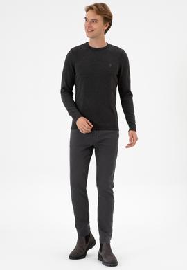 Erkek Slim Fit Bisiklet Yaka Antrasit Melanj Basic Kazak - 50313713062
