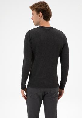 Erkek Slim Fit Bisiklet Yaka Antrasit Melanj Basic Kazak - 50313713062