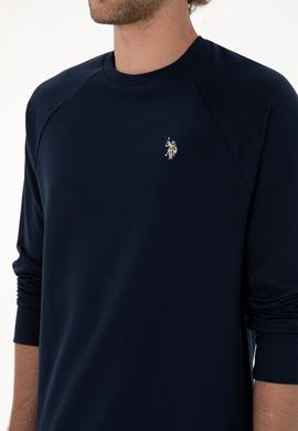 Erkek Regular Fit Bisiklet Yaka Lacivert İnce Basic Sweatshirt - 50313752037