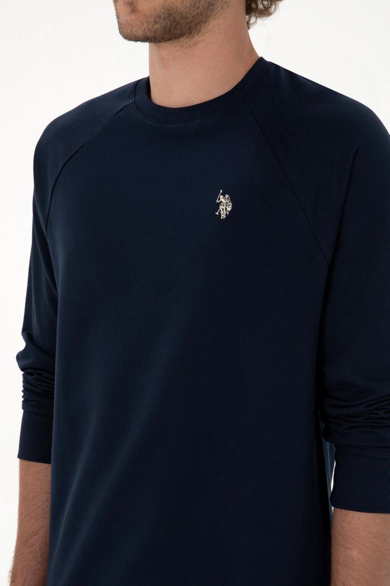 Erkek Regular Fit Bisiklet Yaka Lacivert İnce Basic Sweatshirt - 50313752037
