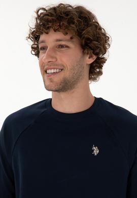 Erkek Regular Fit Bisiklet Yaka Lacivert İnce Basic Sweatshirt - 50313752037