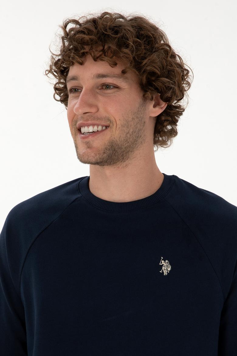 Erkek Regular Fit Bisiklet Yaka Lacivert İnce Basic Sweatshirt - 50313752037