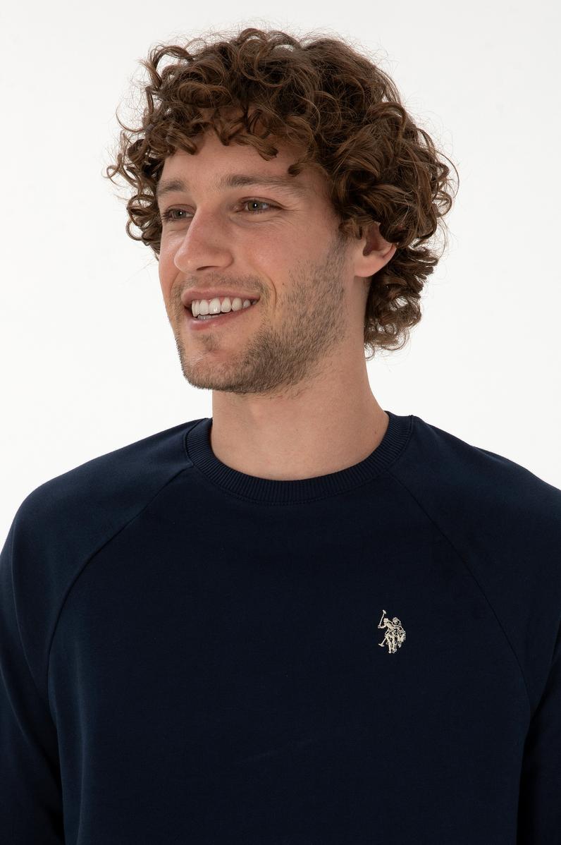 Erkek Regular Fit Bisiklet Yaka Lacivert İnce Basic Sweatshirt