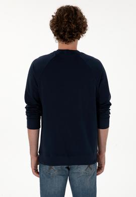 Erkek Regular Fit Bisiklet Yaka Lacivert İnce Basic Sweatshirt - 50313752037