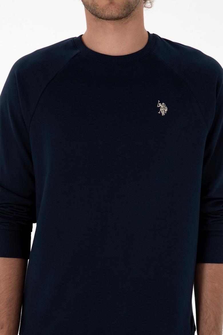 Erkek Regular Fit Bisiklet Yaka Lacivert İnce Basic Sweatshirt - 50313752037