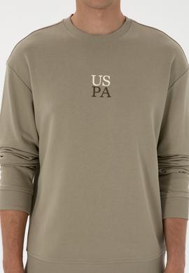 Erkek Bisiklet Yaka Comfort Fit Açık Haki Basic Sweatshirt - 50313760071