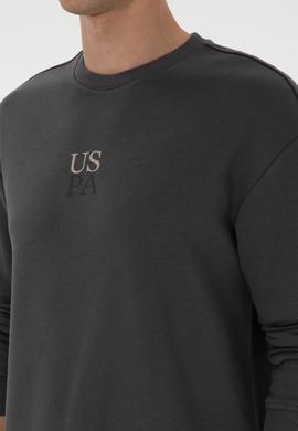 Erkek Bisiklet Yaka Comfort Fit Antrasit Basic Sweatshirt - 50313760081