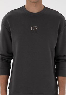 Erkek Bisiklet Yaka Comfort Fit Antrasit Basic Sweatshirt - 50313760081