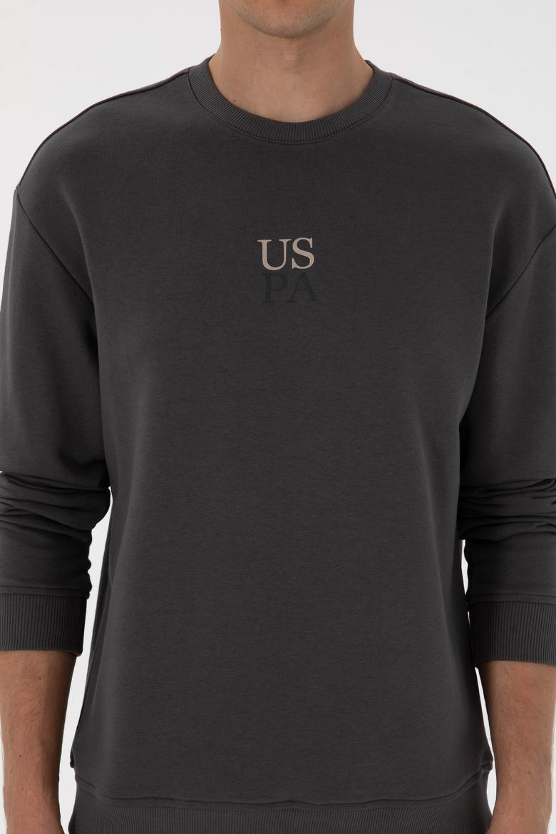 Erkek Bisiklet Yaka Comfort Fit Antrasit Basic Sweatshirt - 50313760081