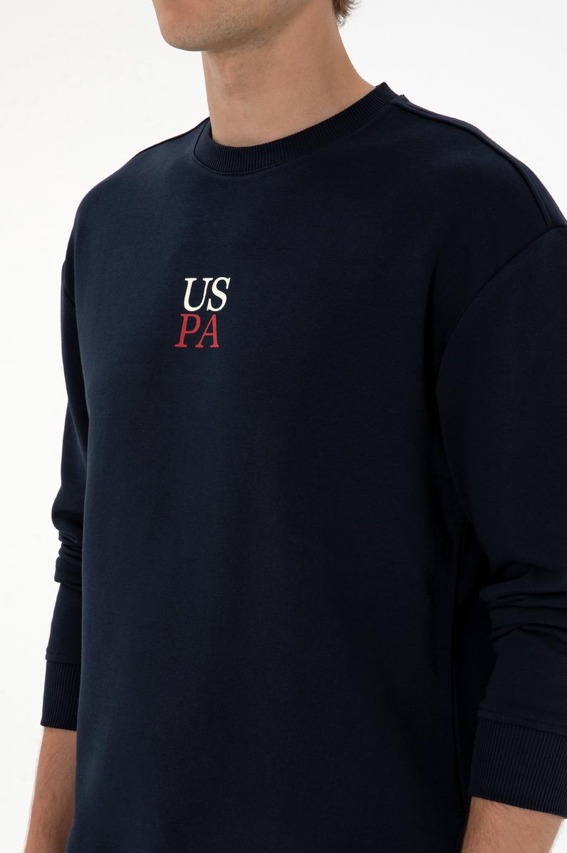 Erkek Bisiklet Yaka Comfort Fit Lacivert Basic Sweatshirt