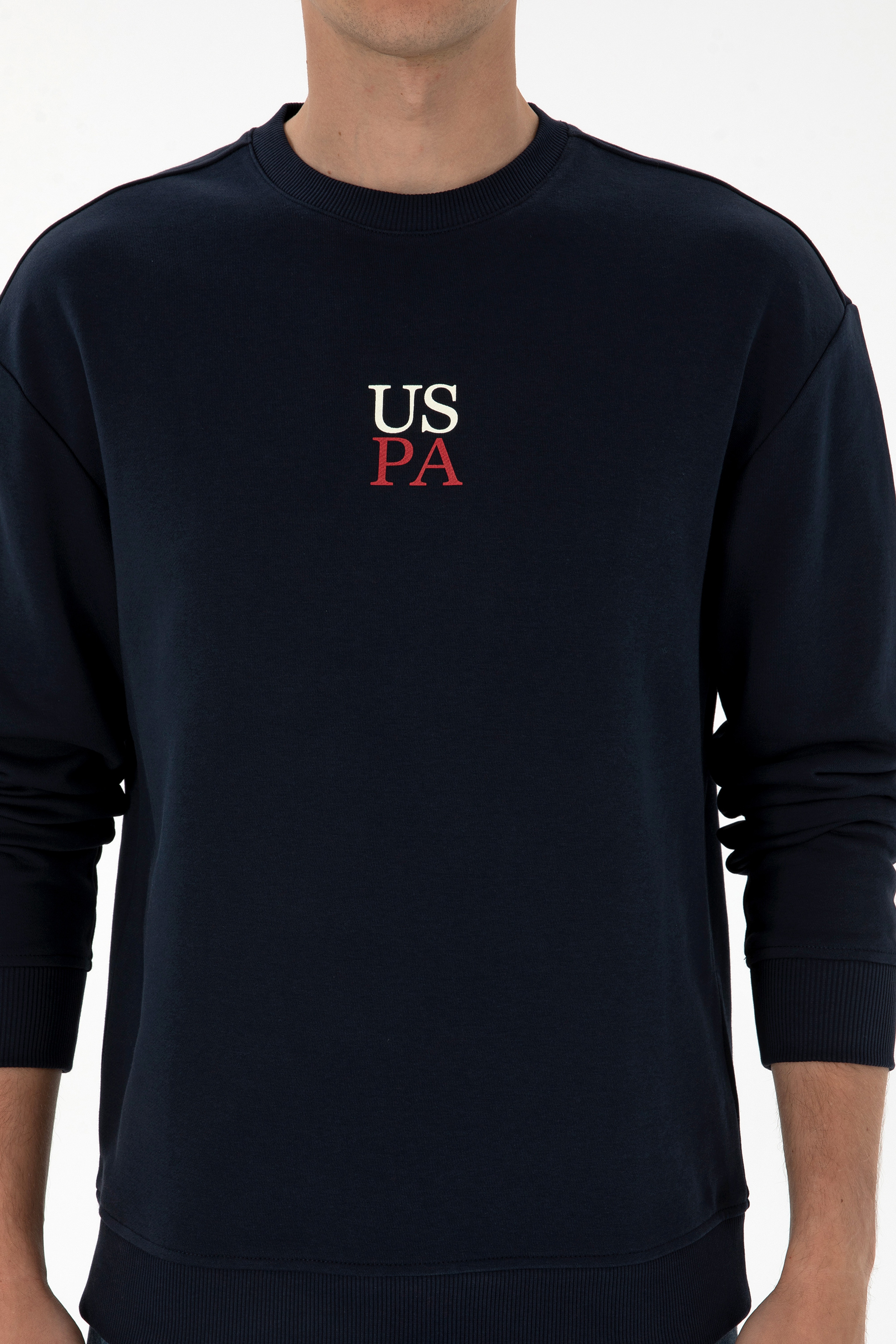 Erkek Bisiklet Yaka Comfort Fit Lacivert Basic Sweatshirt - Image 6