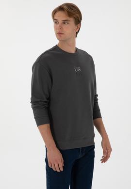 Erkek Bisiklet Yaka Comfort Fit Antrasit Basic Sweatshirt - 50313760081