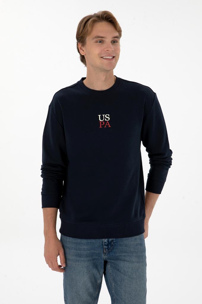 Erkek Bisiklet Yaka Comfort Fit Lacivert Basic Sweatshirt