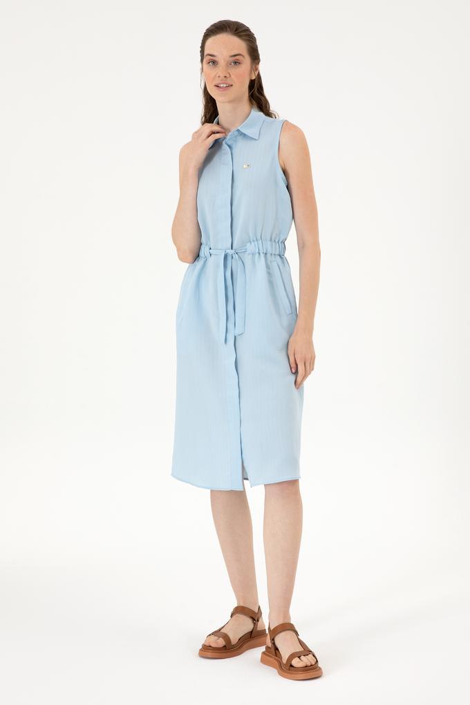 Kadın Açık Mavi Dokuma Elbise