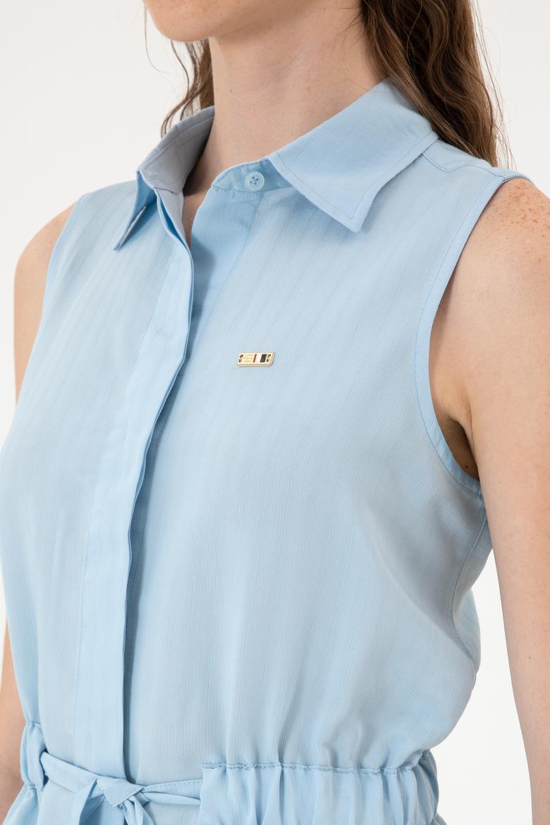 Kadın Açık Mavi Dokuma Elbise - 50306605002