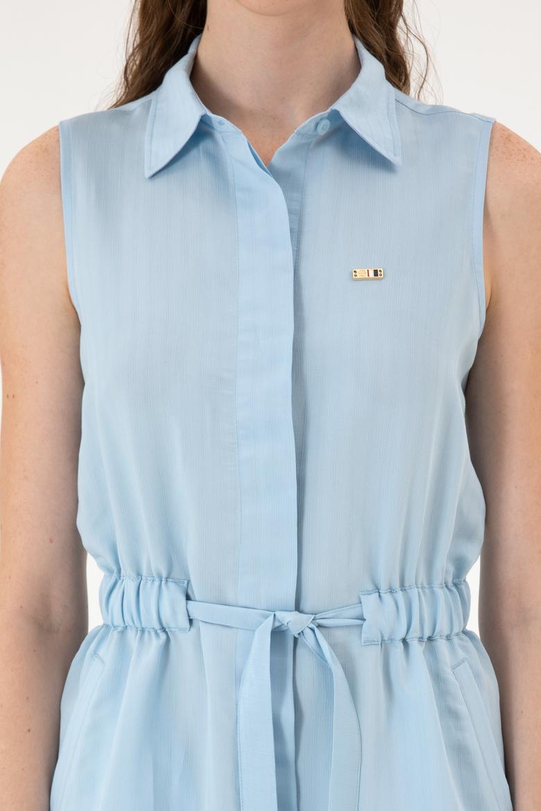 Kadın Açık Mavi Dokuma Elbise - 50306605002