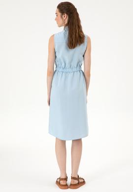 Kadın Açık Mavi Dokuma Elbise - 50306605002
