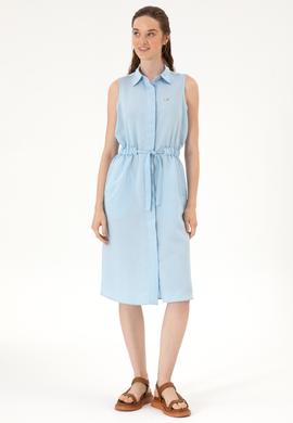 Kadın Açık Mavi Dokuma Elbise - 50306605002