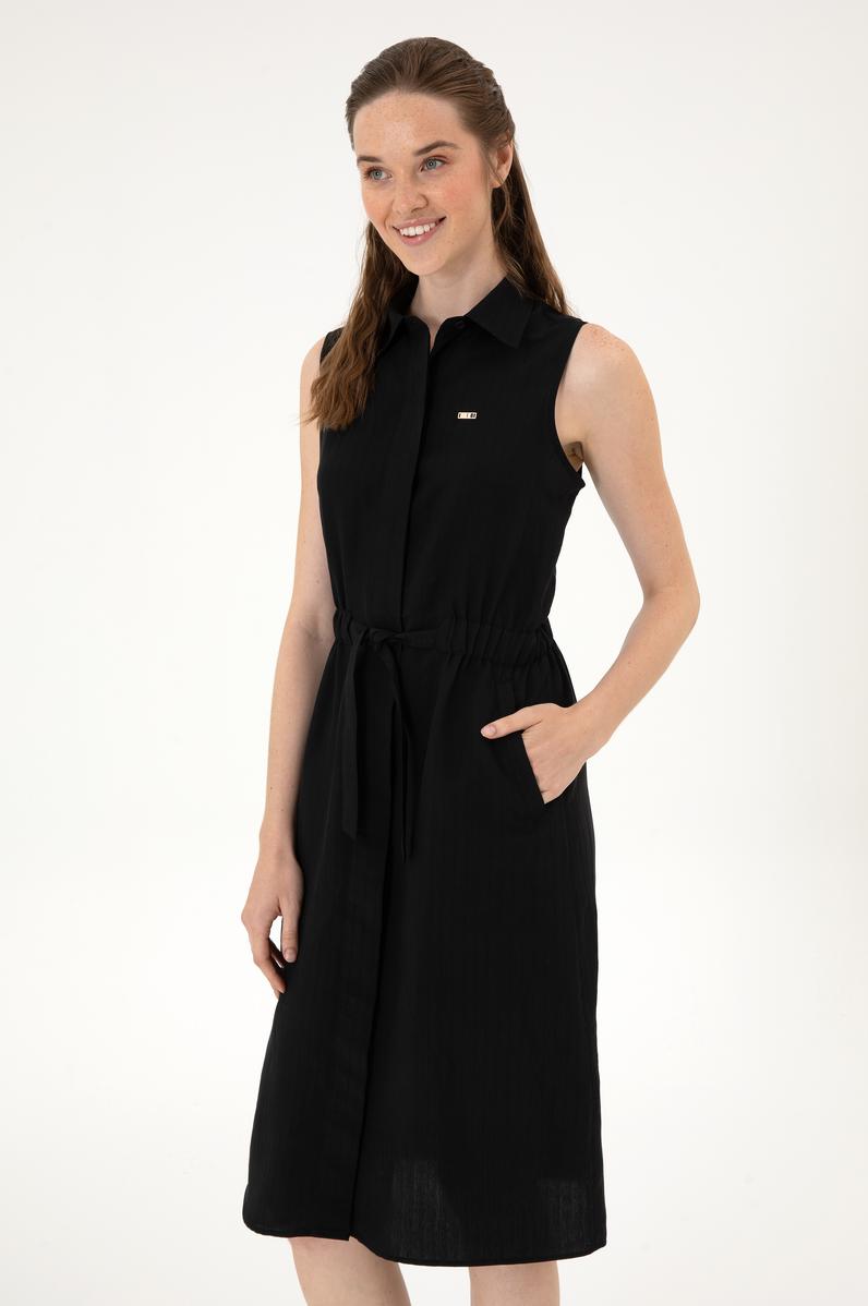 Kadın Siyah Dokuma Elbise