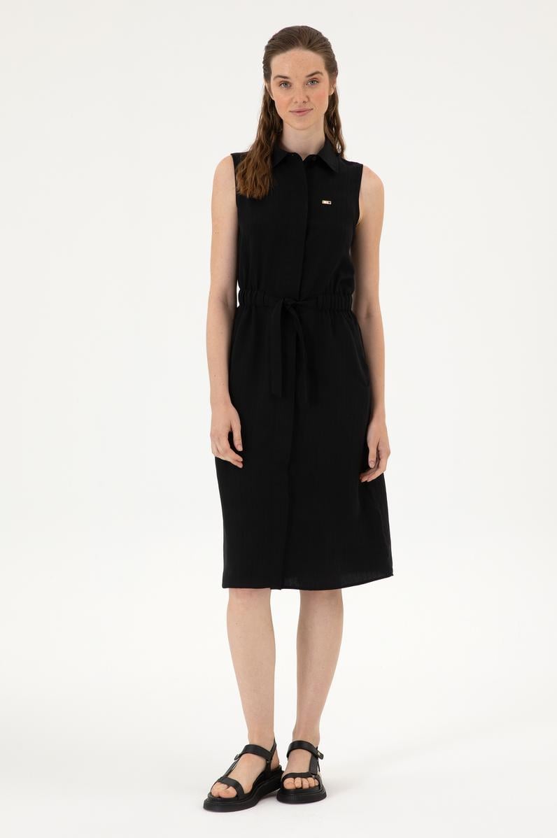 Kadın Siyah Dokuma Elbise