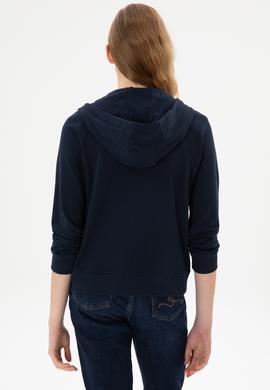 Kadın Lacivert Fermuarlı Kapüşonlu Sweatshırt - 50313594012
