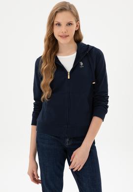 Kadın Lacivert Fermuarlı Kapüşonlu Sweatshırt - 50313594012