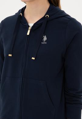 Kadın Lacivert Fermuarlı Kapüşonlu Sweatshırt - 50313594012