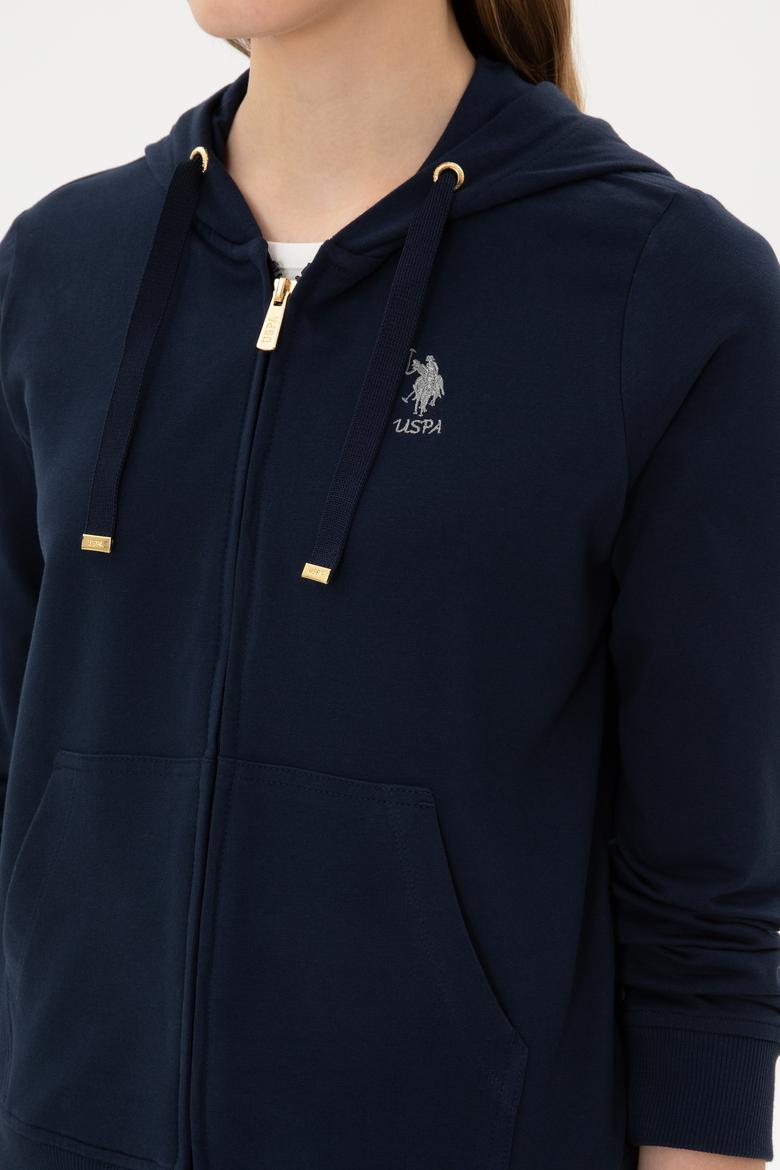 Kadın Lacivert Fermuarlı Kapüşonlu Sweatshırt - 50313594012