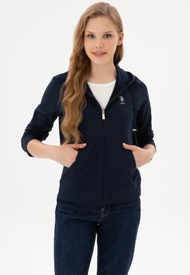 Kadın Lacivert Fermuarlı Kapüşonlu Sweatshırt - 50313594012