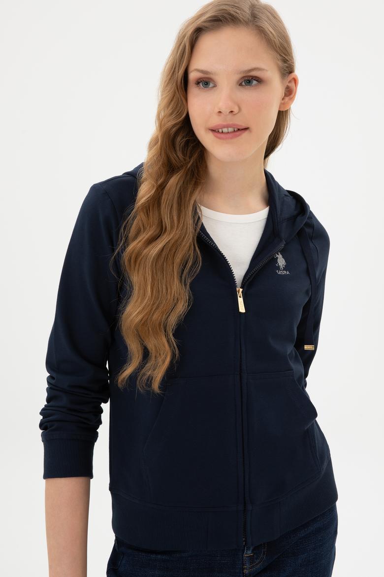 Kadın Lacivert Fermuarlı Kapüşonlu Sweatshırt - 50313594012