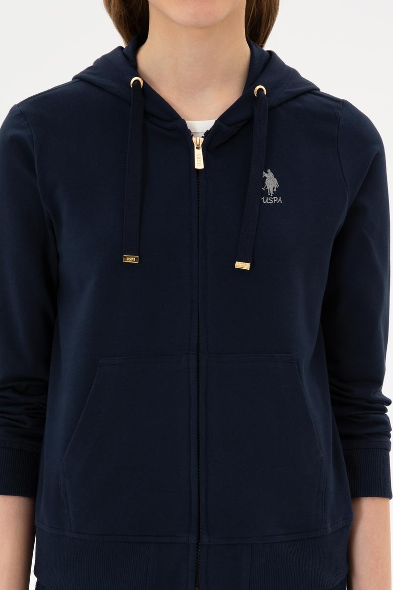 Kadın Lacivert Fermuarlı Kapüşonlu Sweatshırt - 50313594012