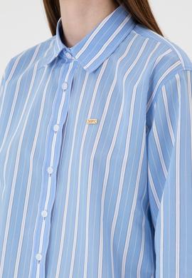 Kadın Açık Mavi Çizgili Uzun Kollu Gömlek - 50316416005