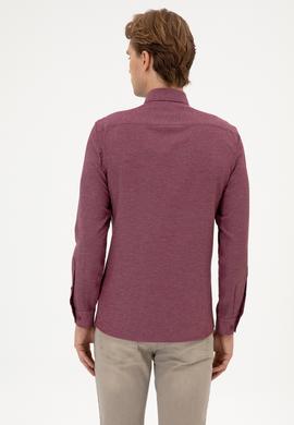 Erkek Bordo Uzun Kollu Basic Gömlek - 50316723045