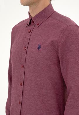 Erkek Bordo Uzun Kollu Basic Gömlek - 50316723045