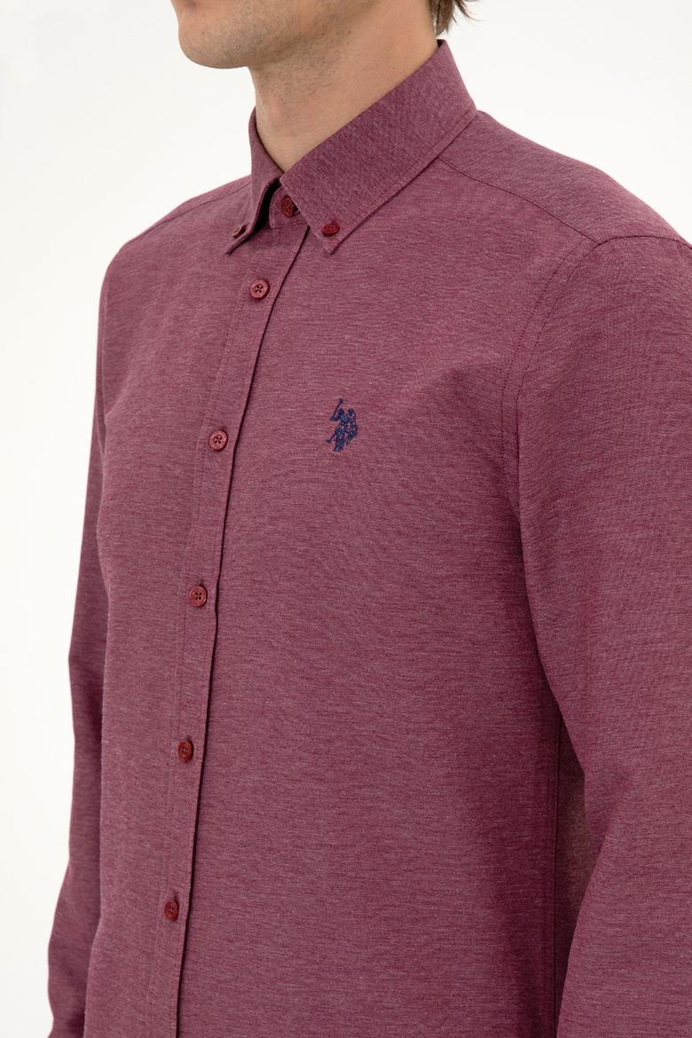 Erkek Bordo Uzun Kollu Basic Gömlek - 50316723045