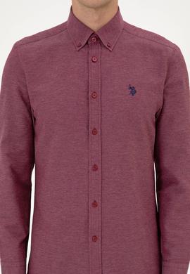 Erkek Bordo Uzun Kollu Basic Gömlek - 50316723045